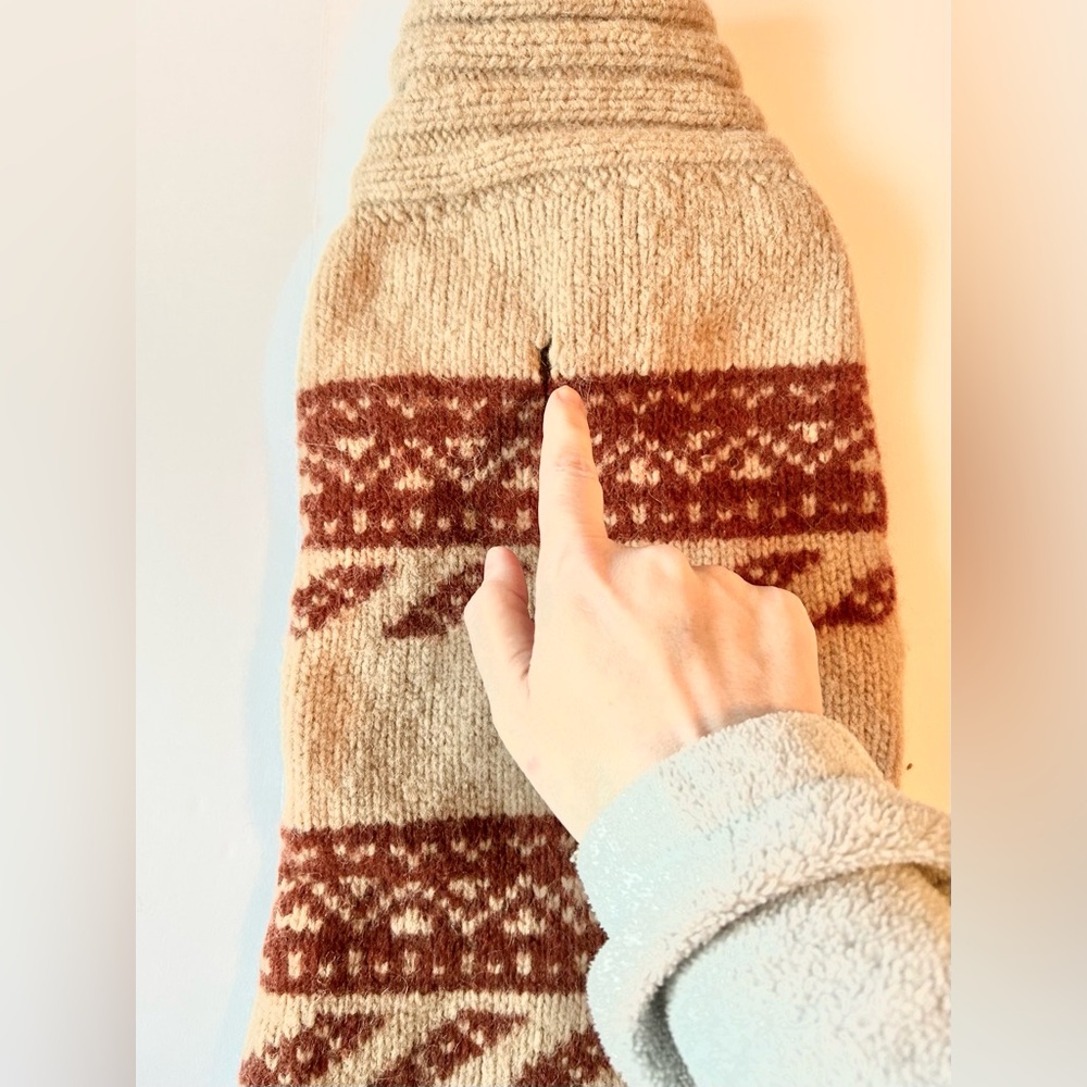Small Chilly Dog Tan and Warm Brown Fair Isle Dog Sweater, 100% Wool - Picture 4 of 6